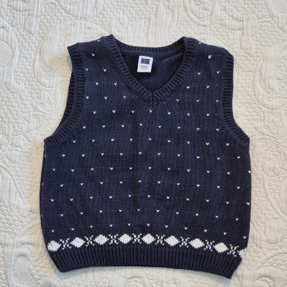 Janie and Jack boys 18 - 24 months blue & white sweater vest EUC - Picture 1 of 5